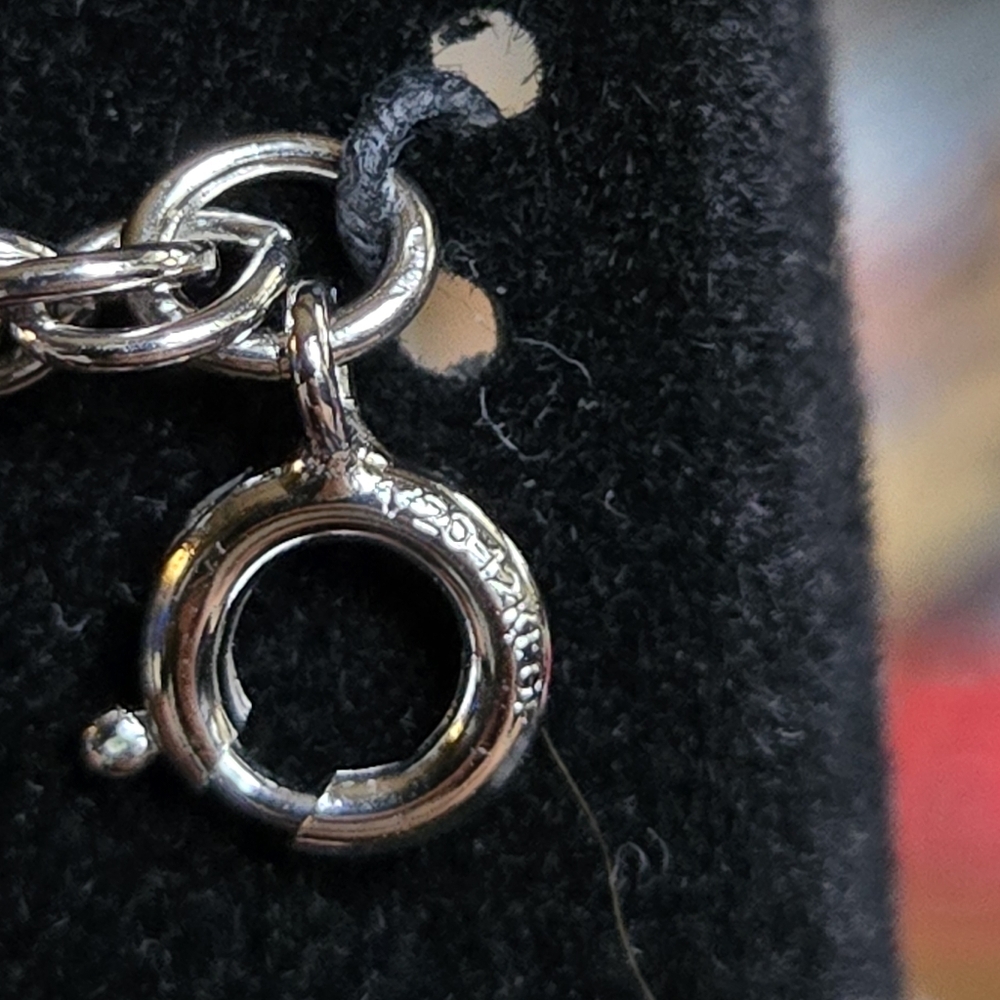 Sapphire 10k white gold charm & 12k rope bracelet GM motors 15year gift - Picture 7 of 11